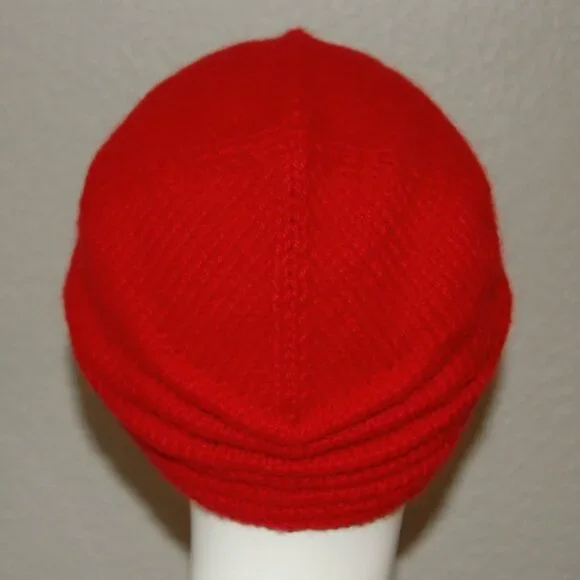 NEW Handmade Bright Red Cap, Women Size OS - Picture 6 of 12